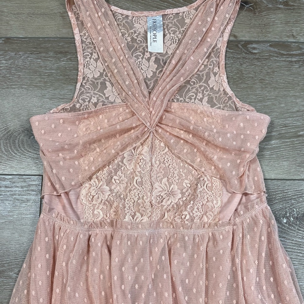 NWOT Free People Peplum Lace & Mesh Top - Picture 2 of 4